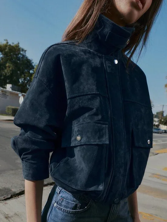 ZARA 100% LEATHER BOMBER JACKET - Picture 1 of 11